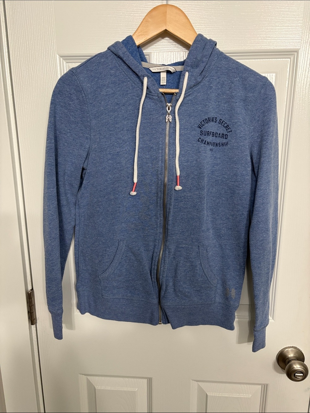 Victoria's Secret Blue Men's Zip-Up Hoodie Sweater